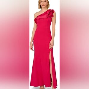 Adrianna Papell Fuchsia One-Shoulder Dress